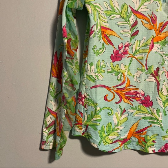 Icikuls Mock Neck Vented Long Sleeve 1/4 Zip Pink Blue Green XS EUC - Picture 2 of 5